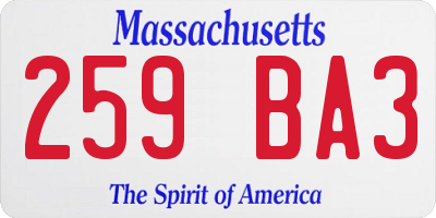 MA license plate 259BA3