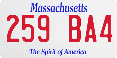 MA license plate 259BA4