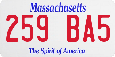 MA license plate 259BA5