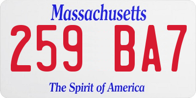 MA license plate 259BA7