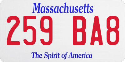 MA license plate 259BA8