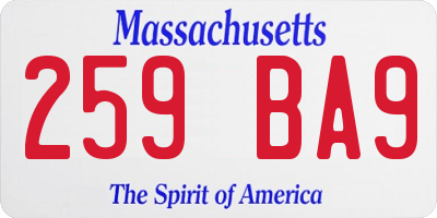 MA license plate 259BA9