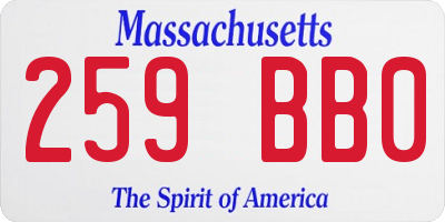 MA license plate 259BB0