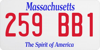 MA license plate 259BB1