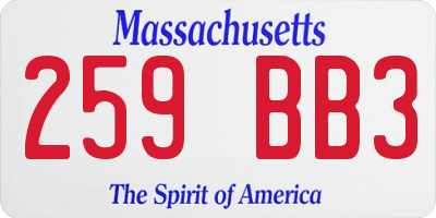MA license plate 259BB3