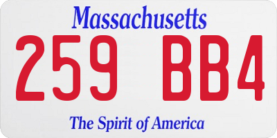 MA license plate 259BB4