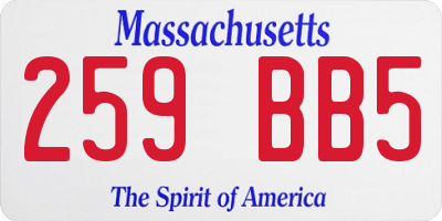 MA license plate 259BB5