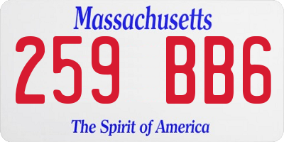 MA license plate 259BB6