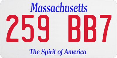 MA license plate 259BB7