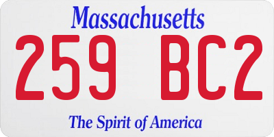 MA license plate 259BC2