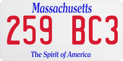 MA license plate 259BC3