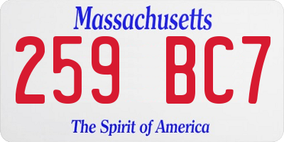 MA license plate 259BC7