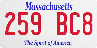 MA license plate 259BC8