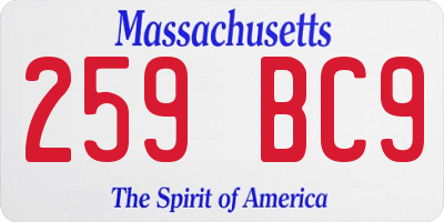 MA license plate 259BC9