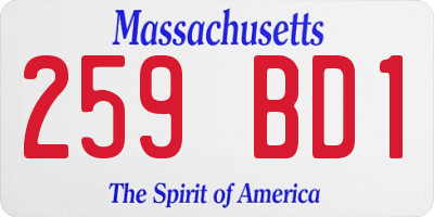 MA license plate 259BD1