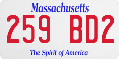 MA license plate 259BD2