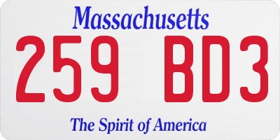 MA license plate 259BD3