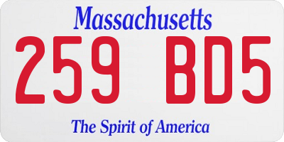 MA license plate 259BD5