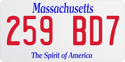 MA license plate 259BD7