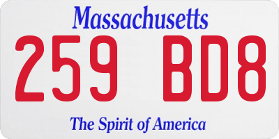 MA license plate 259BD8