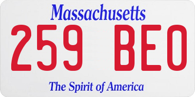 MA license plate 259BE0