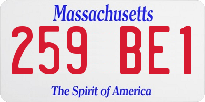 MA license plate 259BE1