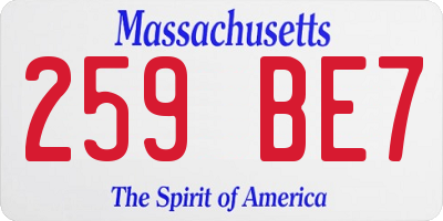 MA license plate 259BE7