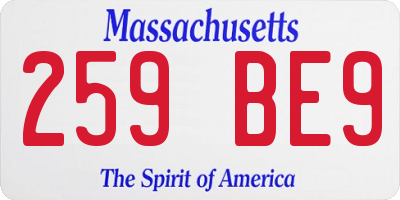 MA license plate 259BE9