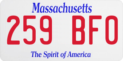 MA license plate 259BF0