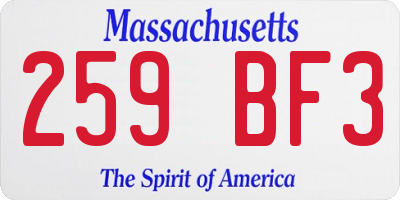 MA license plate 259BF3