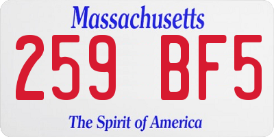 MA license plate 259BF5