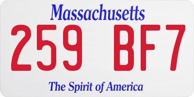 MA license plate 259BF7