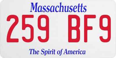 MA license plate 259BF9