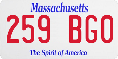 MA license plate 259BG0