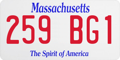 MA license plate 259BG1