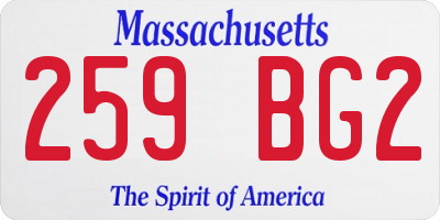 MA license plate 259BG2