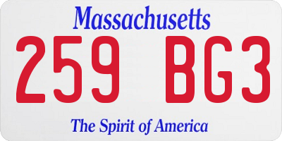 MA license plate 259BG3