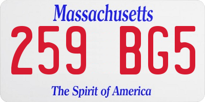 MA license plate 259BG5