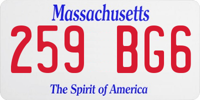 MA license plate 259BG6