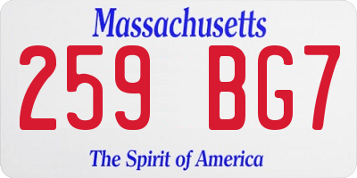MA license plate 259BG7