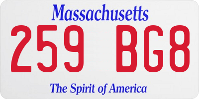 MA license plate 259BG8