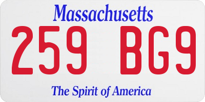 MA license plate 259BG9