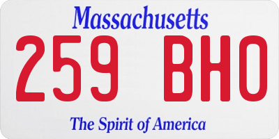 MA license plate 259BH0