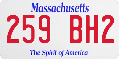 MA license plate 259BH2