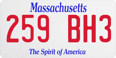 MA license plate 259BH3
