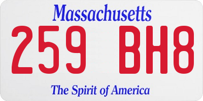 MA license plate 259BH8