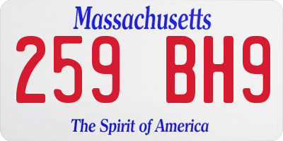 MA license plate 259BH9