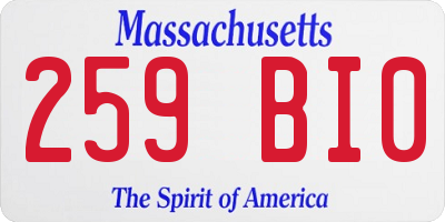 MA license plate 259BI0