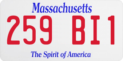 MA license plate 259BI1