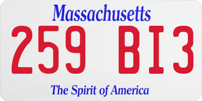 MA license plate 259BI3